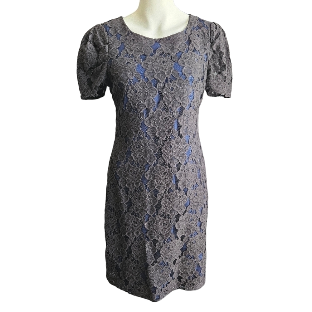 Saks Fifth Avenue Womens Floral Lace Overlay Dress Sz 6